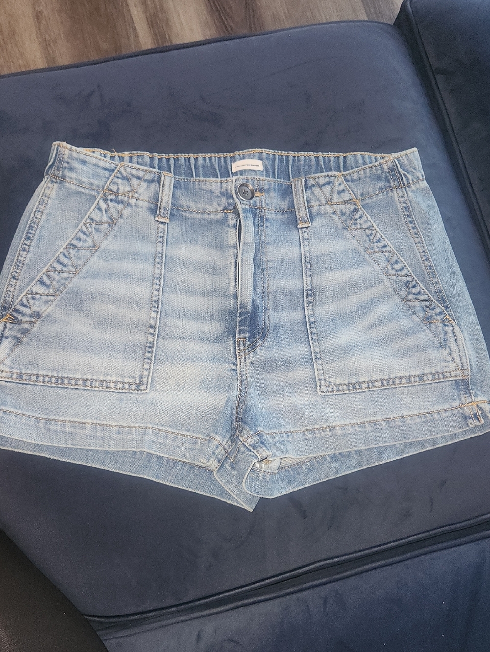 aerie Light Wash Denim Utility Pocket Shorts